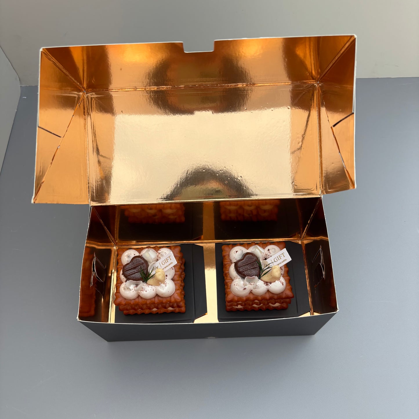 10PCS Rose Gold Paper Card Box for 2 Mini Cakes