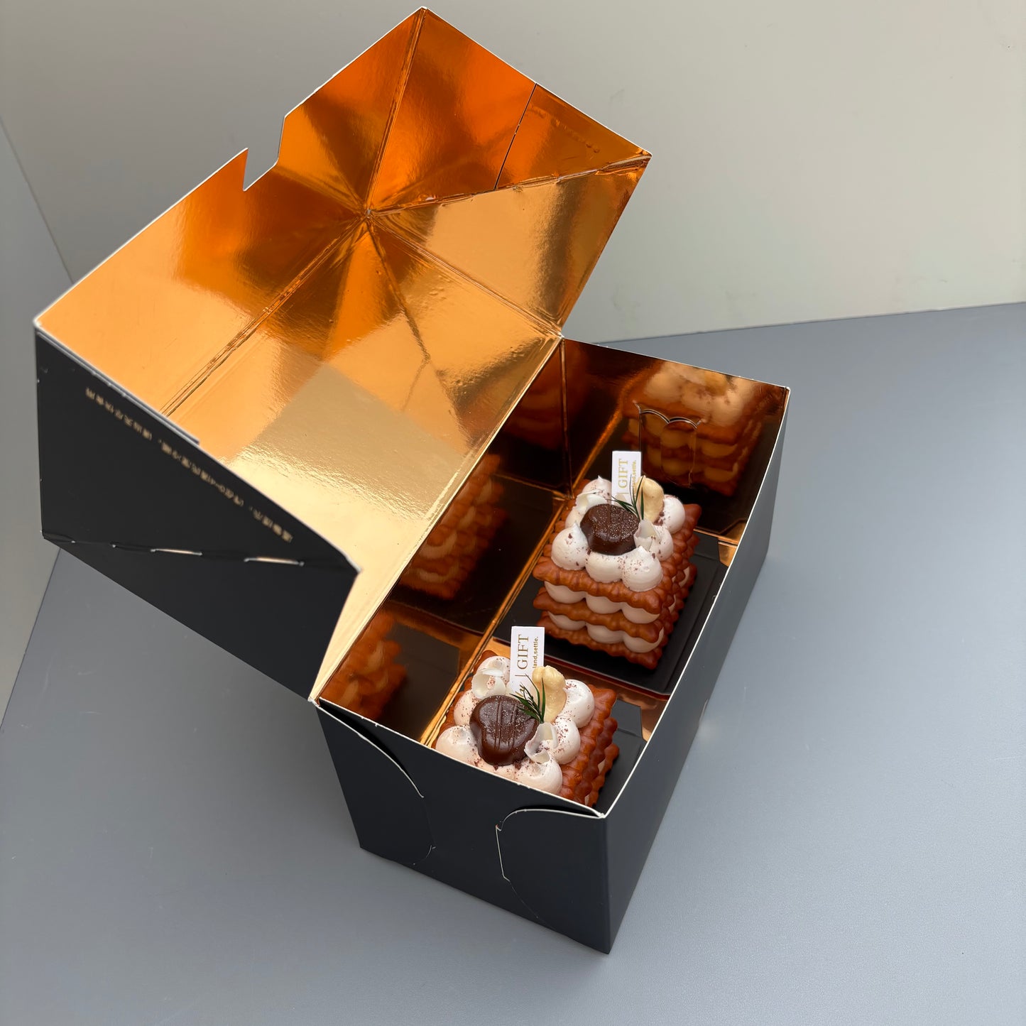 10PCS Rose Gold Paper Card Box for 2 Mini Cakes