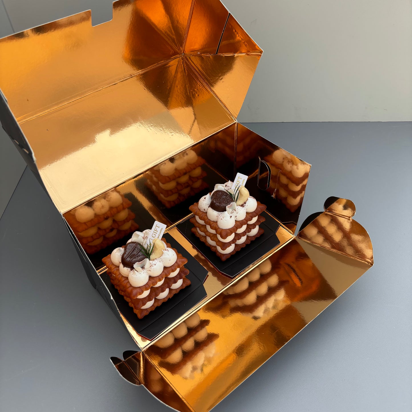 10PCS Rose Gold Paper Card Box for 2 Mini Cakes