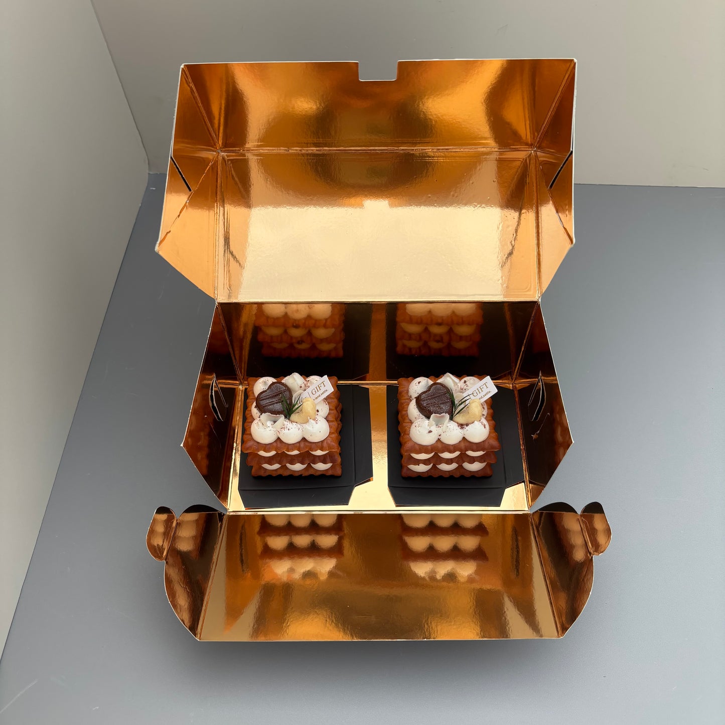 10PCS Rose Gold Paper Card Box for 2 Mini Cakes