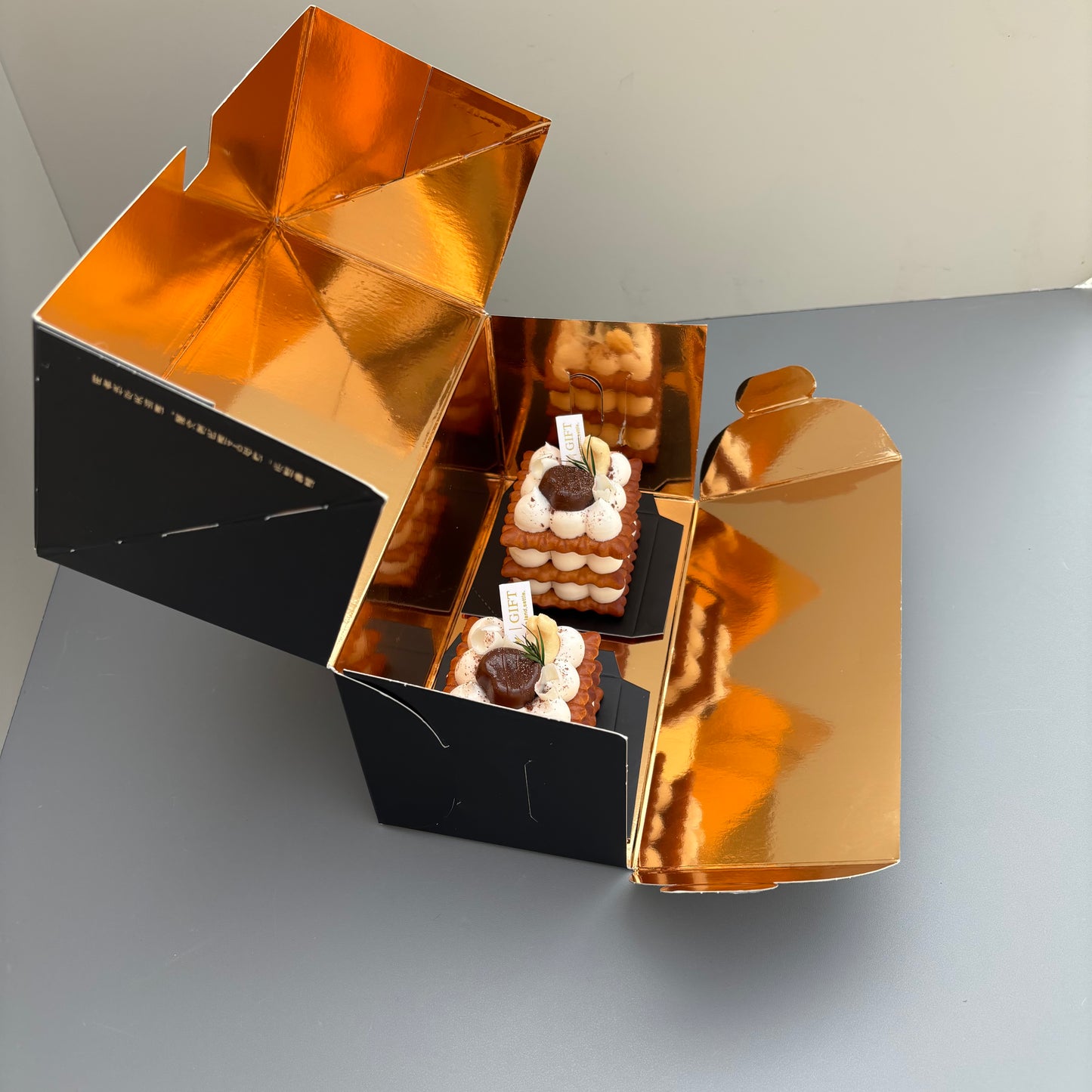 10PCS Rose Gold Paper Card Box for 2 Mini Cakes