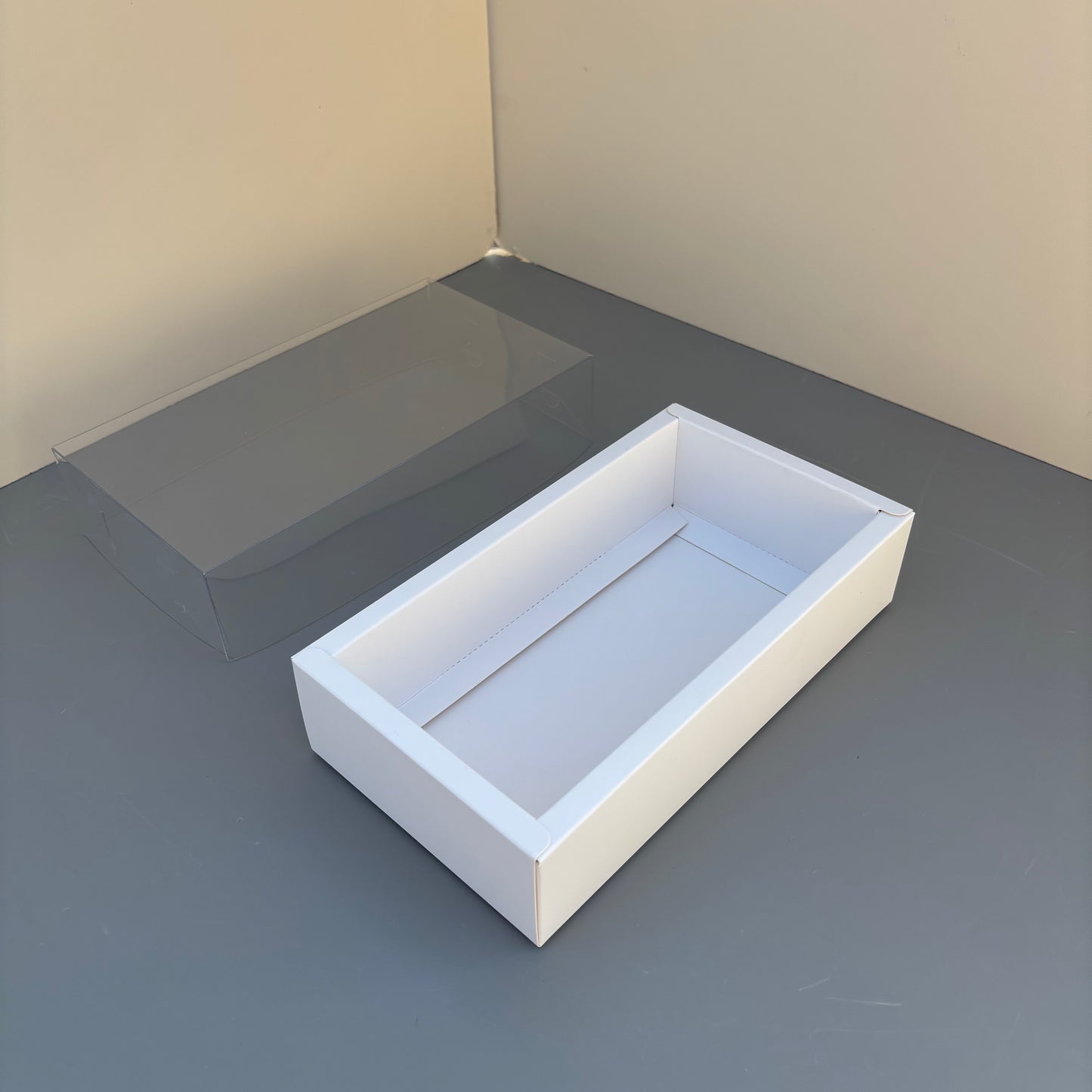 20PCS White Paper Base Box With Clear Lid for cookies & strawberries