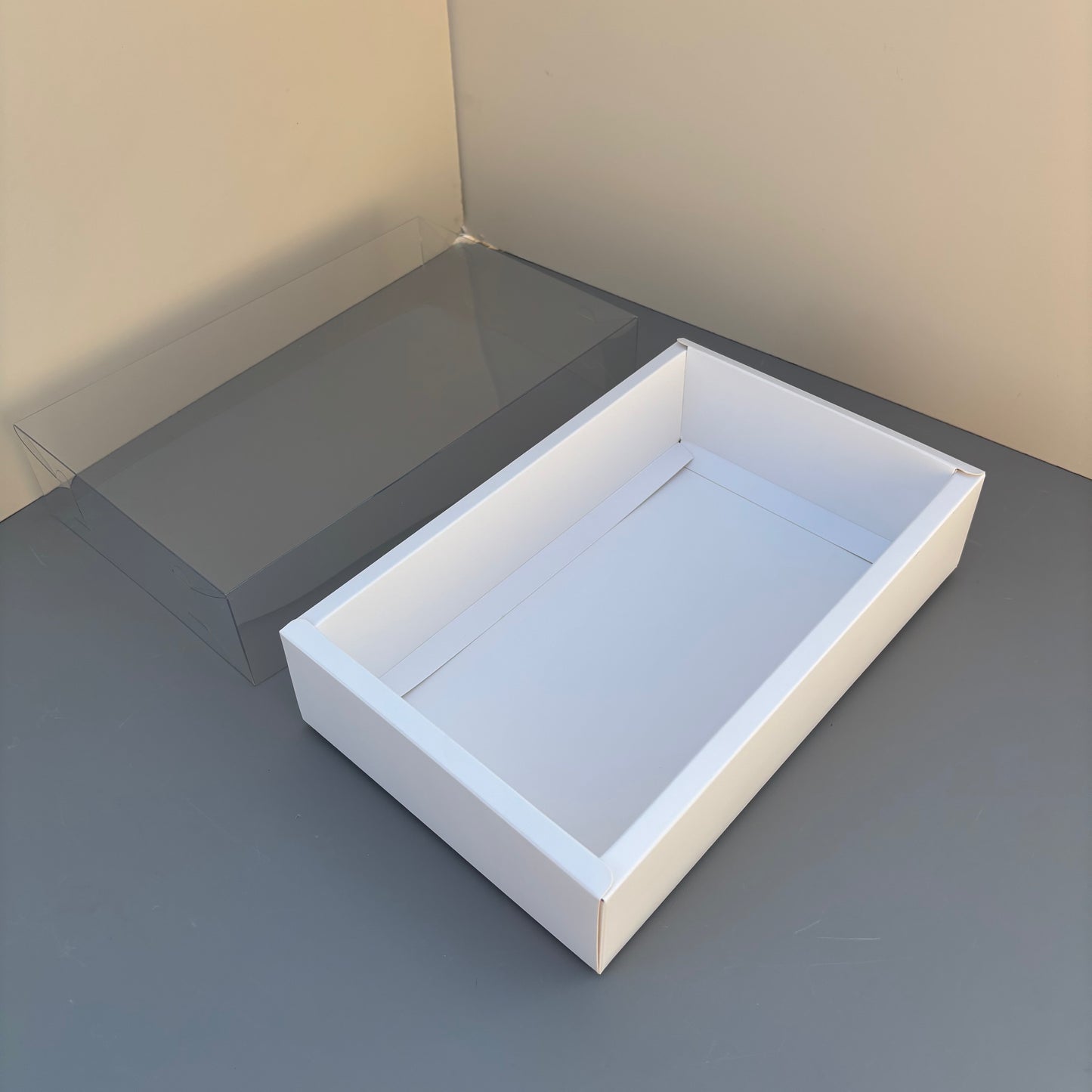 20PCS White Paper Base Box With Clear Lid for cookies & strawberries