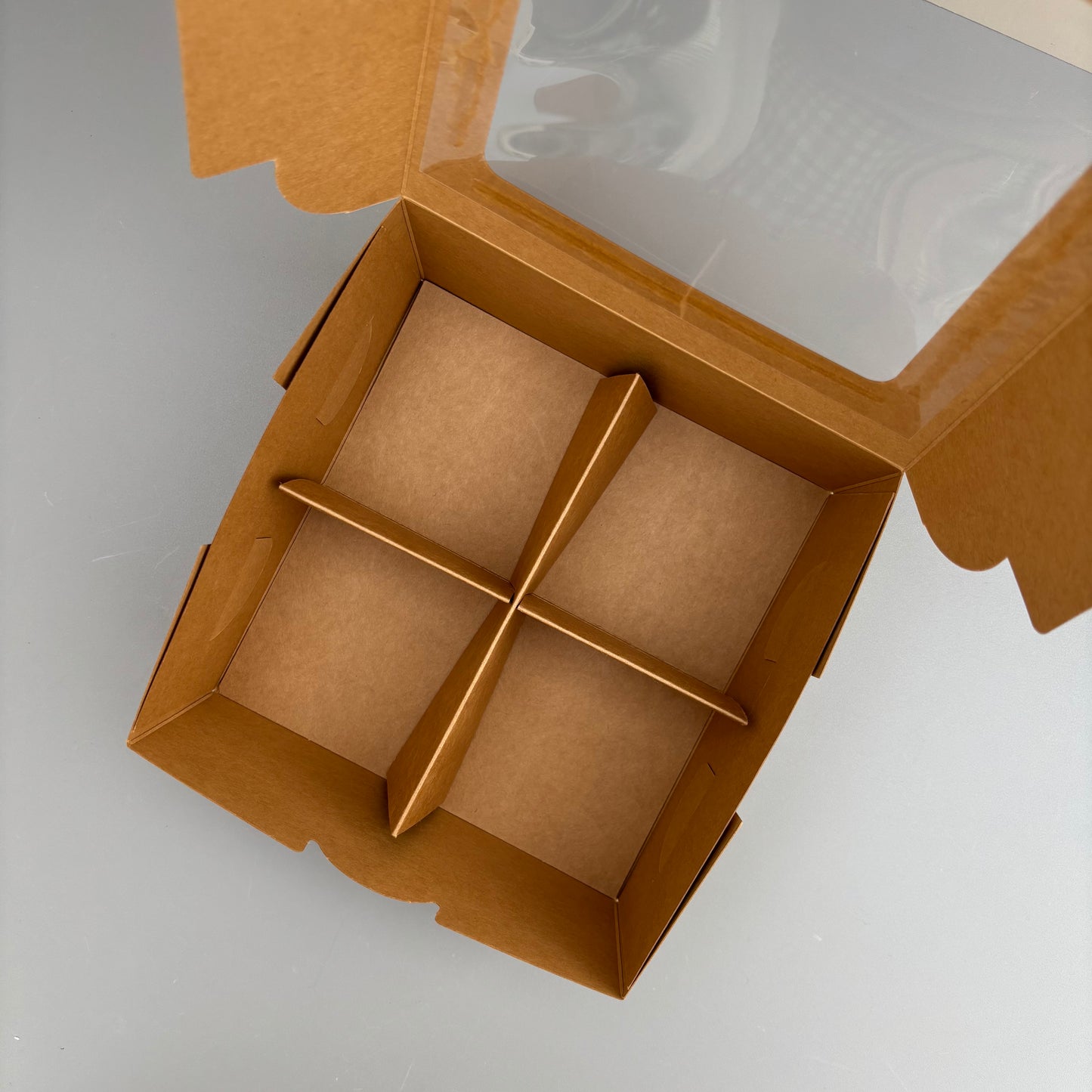 20PCS 4-compartments Kraft Dessert Snack Food Paper Box with Window