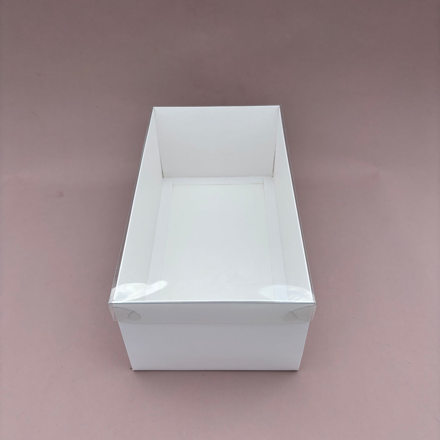 10PCS Rectangle White Paper Base Pastry Box With Clear Lid
