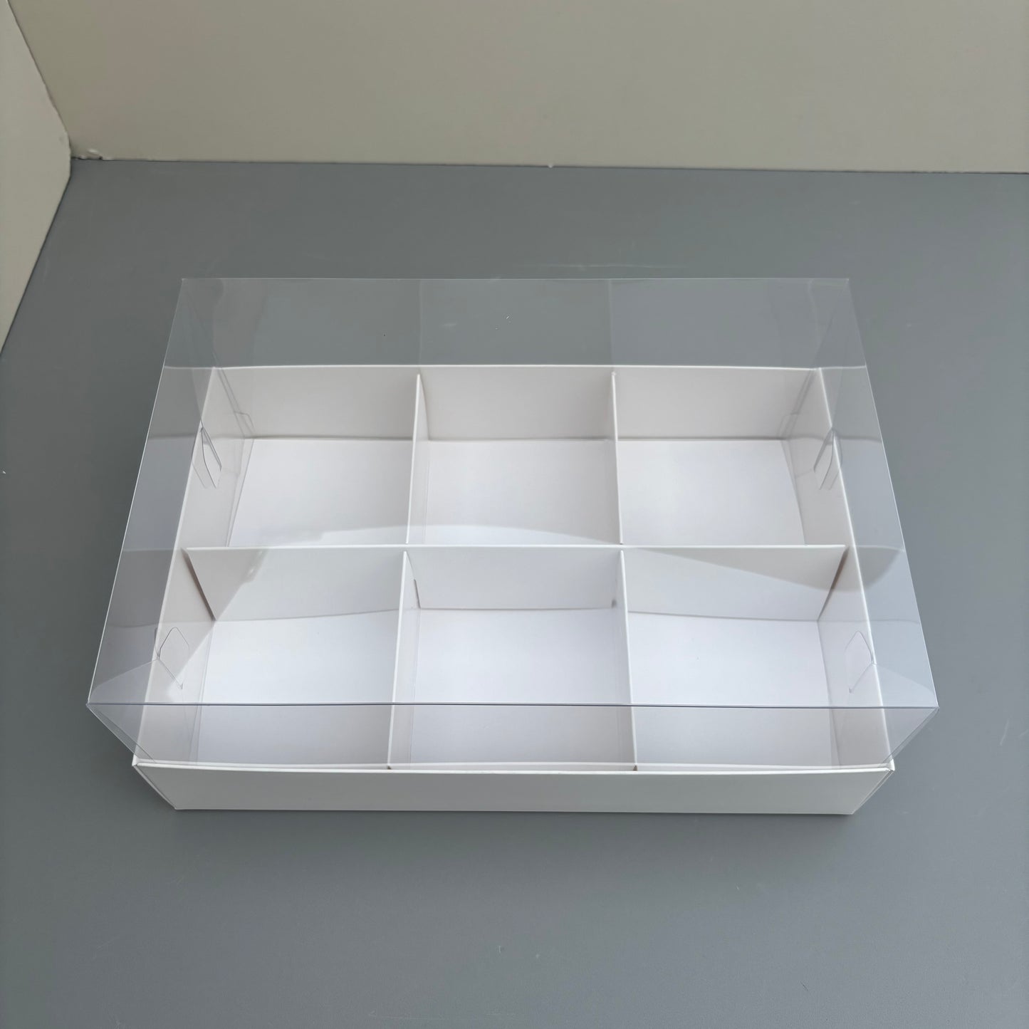20 boxes 6-compartments white dessert box with clear lid