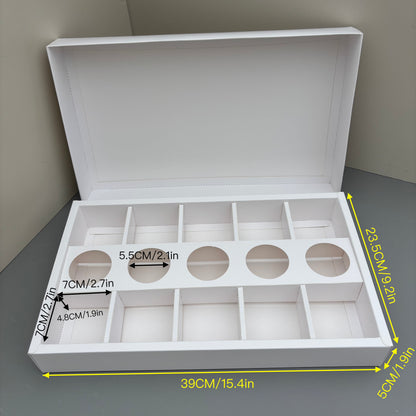 10PCS white 10-compartments dessert base and lid paper box
