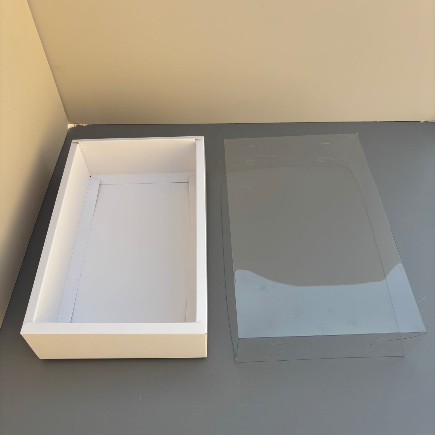 20PCS White Paper Base Box With Clear Lid for cookies & strawberries