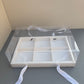 10PCS 6-compartments white base box with clear lid & ribbon