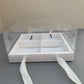 10PCS 4-compartments white base box with clear lid & ribbon