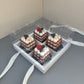 10PCS 4-compartments white base box with clear lid & ribbon
