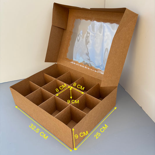 20PCS 12-compartments kraft pastry paper box with window