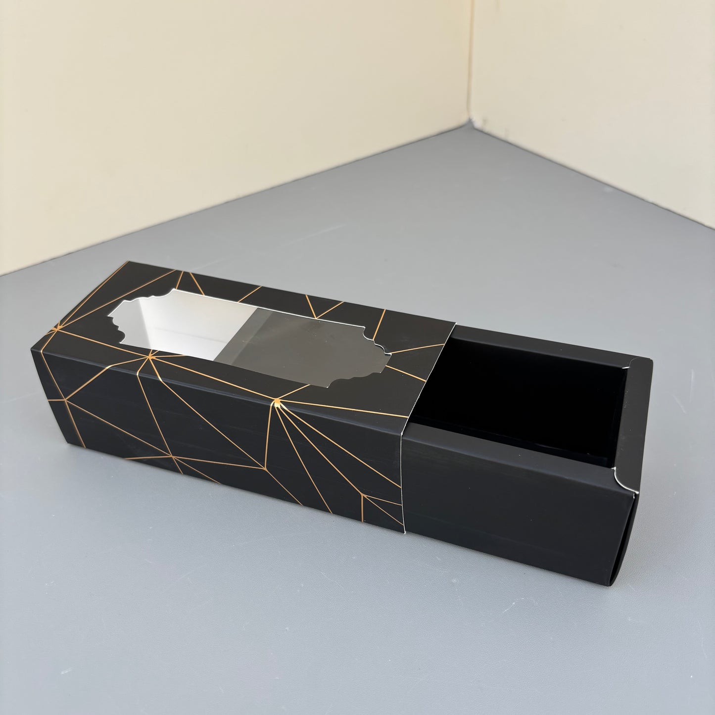 20PCS Small Black Gold Stamping Paper Drawer Box for Macaron