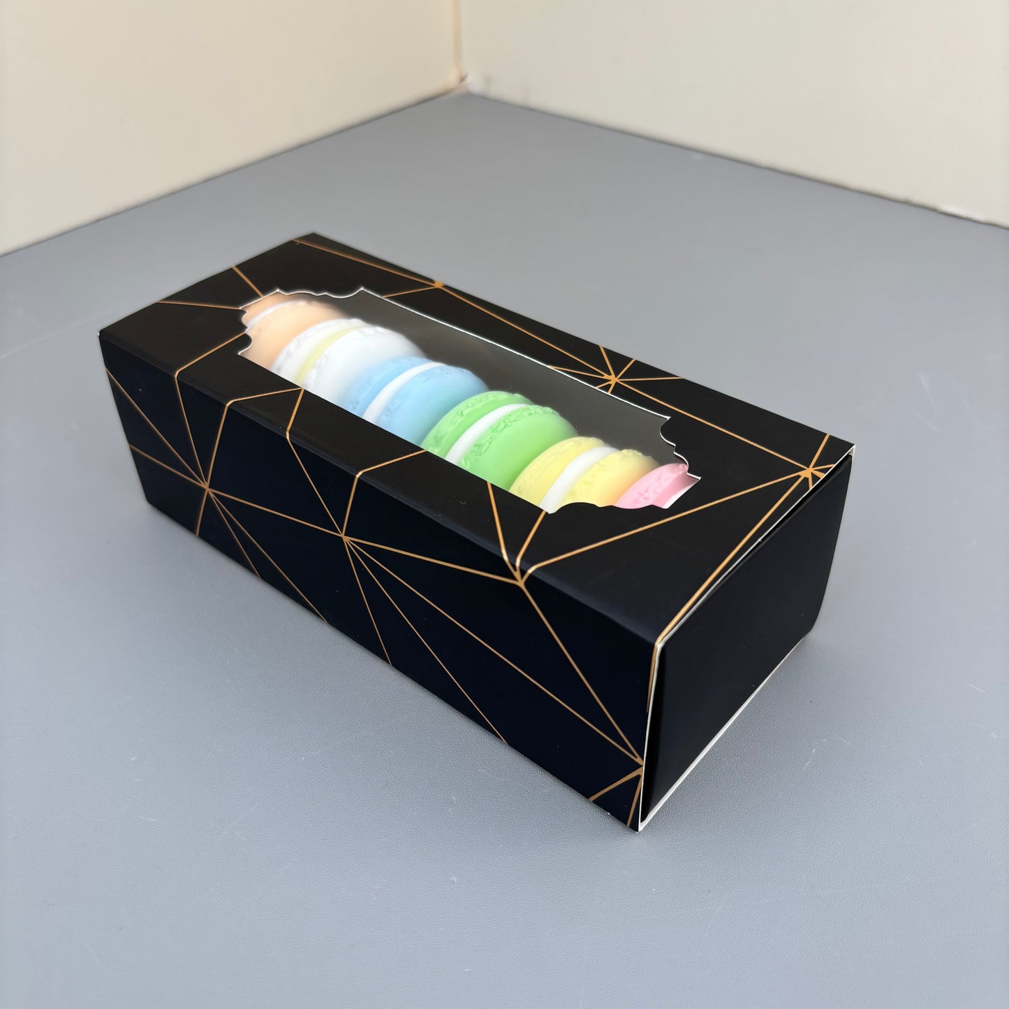 20PCS Small Black Gold Stamping Paper Drawer Box for Macaron