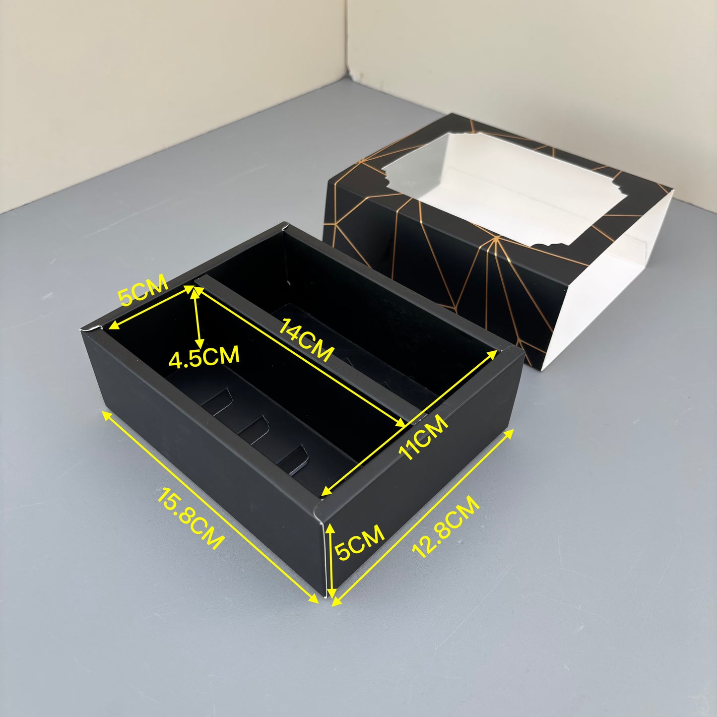 20PCS Big Black Gold Stamping Paper Drawer Box for Macaron