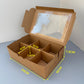 20PCS 6-compartments kraft mini cake dessert paper box with window