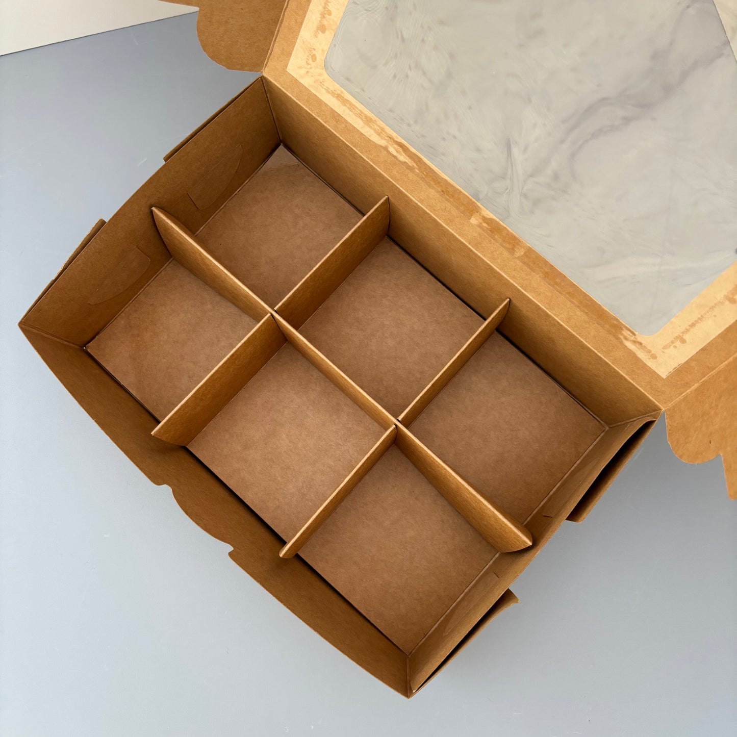 20PCS 6-compartments kraft mini cake dessert paper box with window