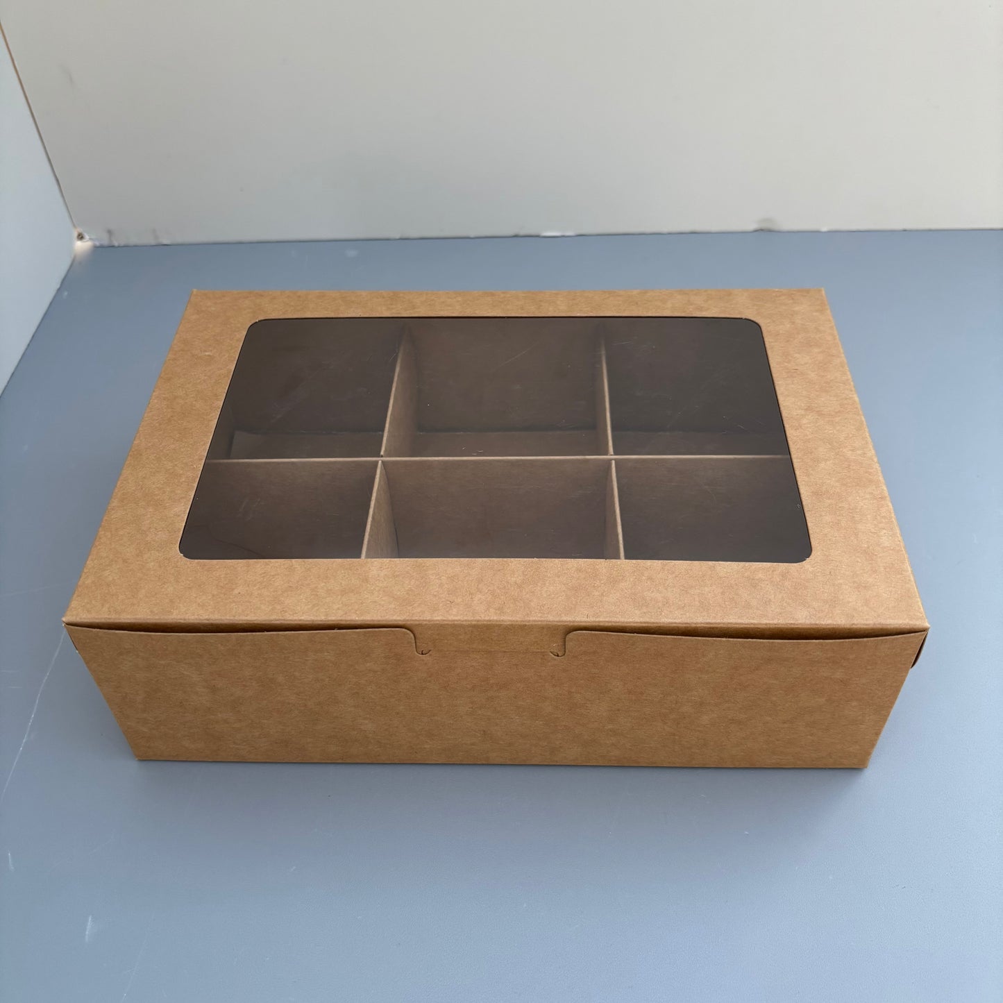 20PCS 6-compartments kraft mini cake dessert paper box with window