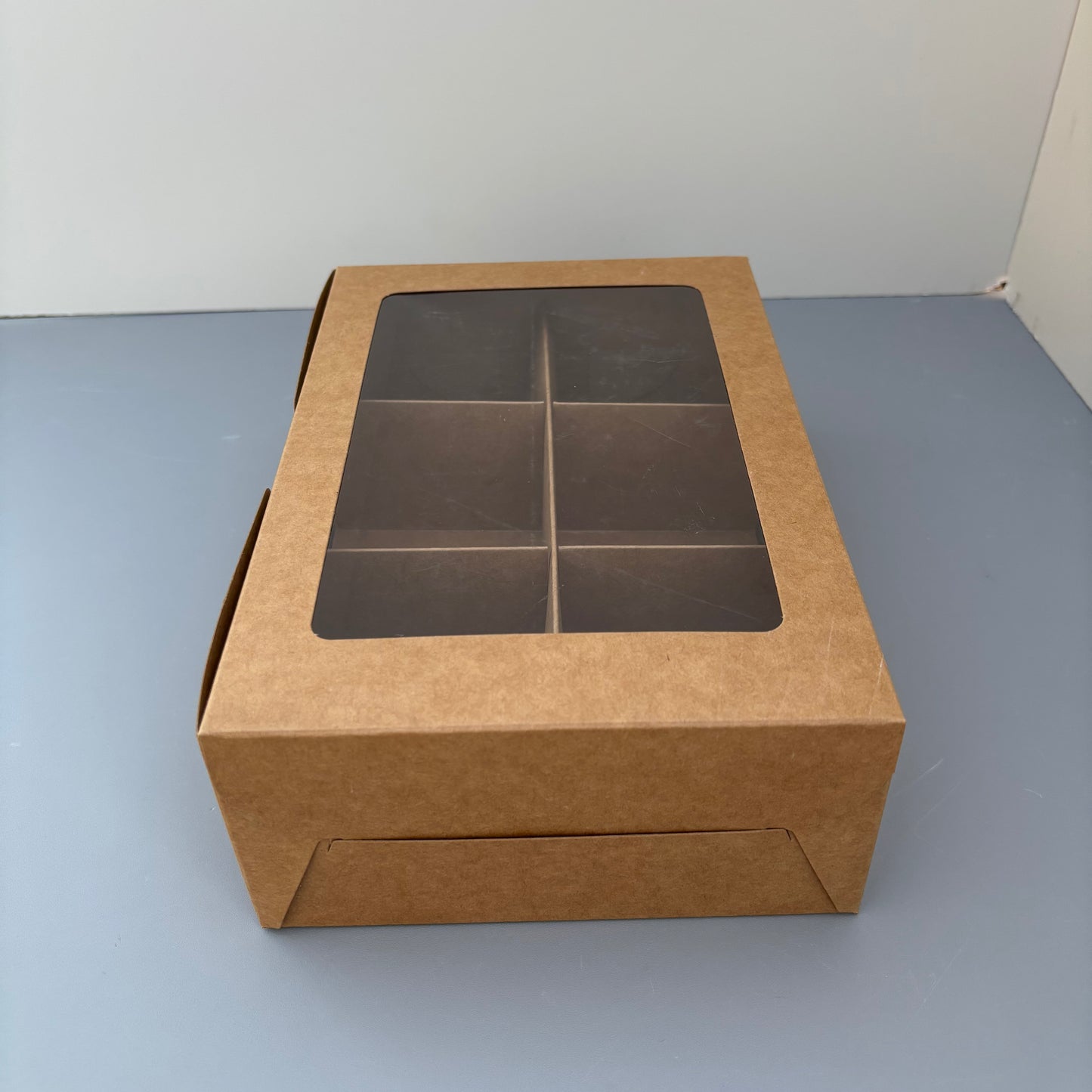 20PCS 6-compartments kraft mini cake dessert paper box with window