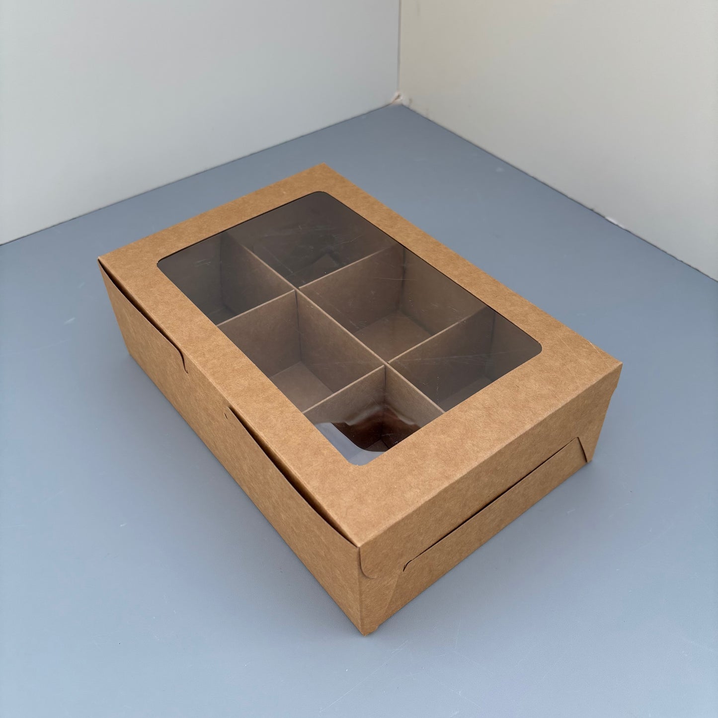 20PCS 6-compartments kraft mini cake dessert paper box with window