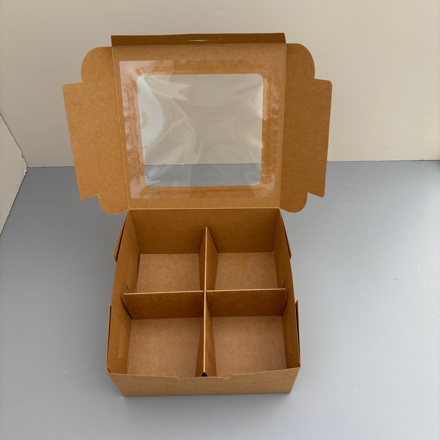 20PCS 4-compartments Kraft Dessert Snack Food Paper Box with Window