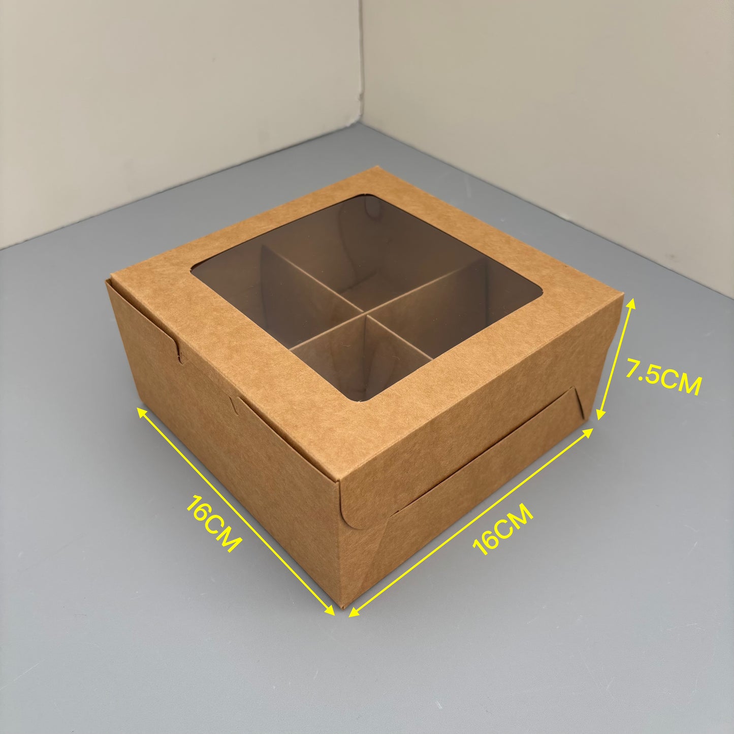 20PCS 4-compartments Kraft Dessert Snack Food Paper Box with Window