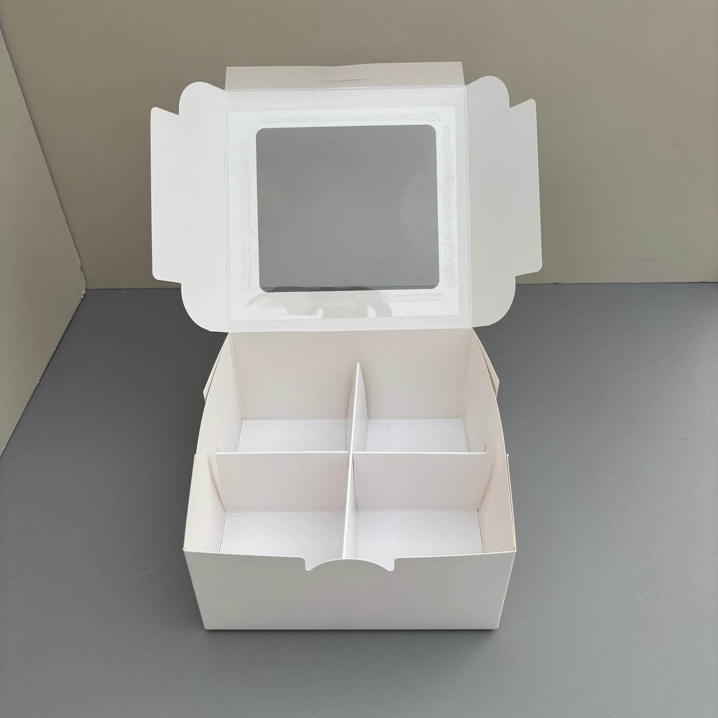 20PCS 4-compartments white dessert snack food paper box with window