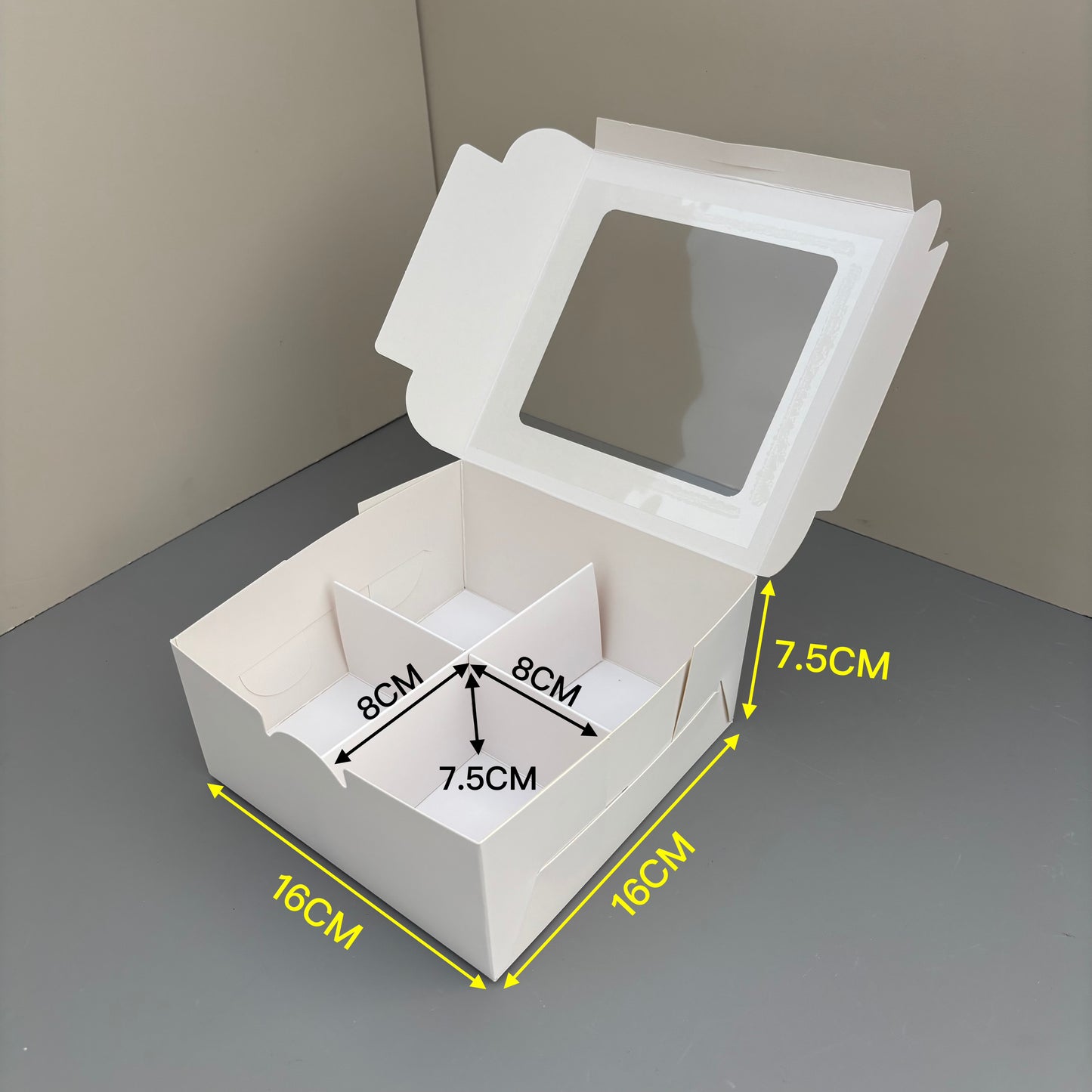 20PCS 4-compartments white dessert snack food paper box with window