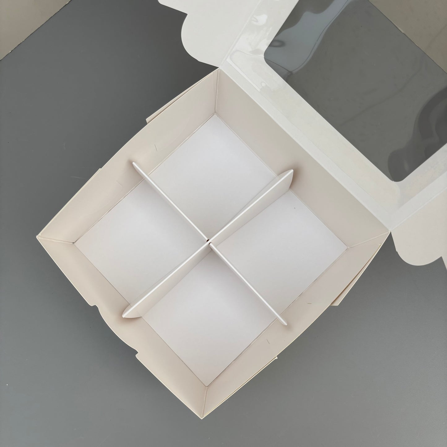 20PCS 4-compartments white dessert snack food paper box with window
