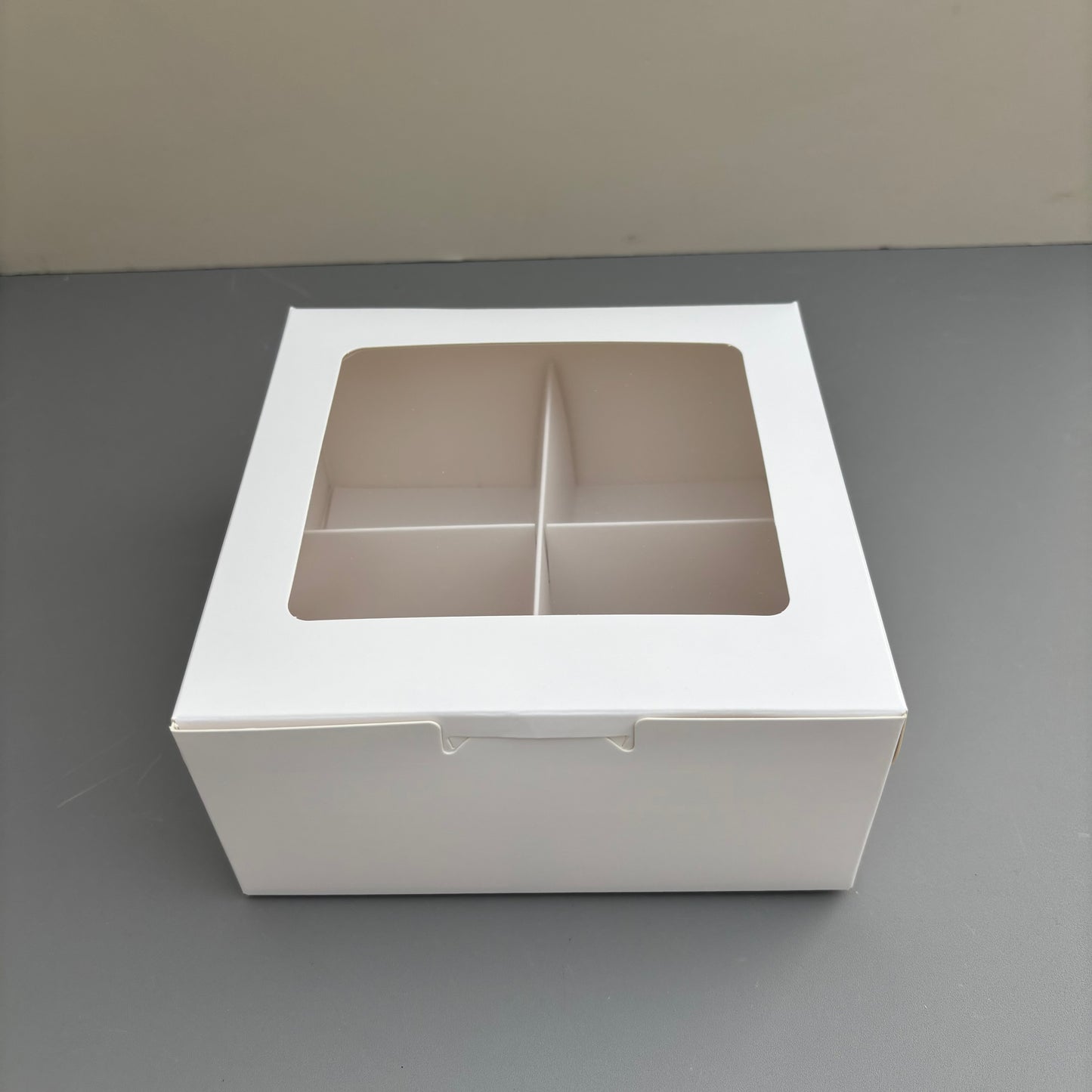 20PCS 4-compartments white dessert snack food paper box with window