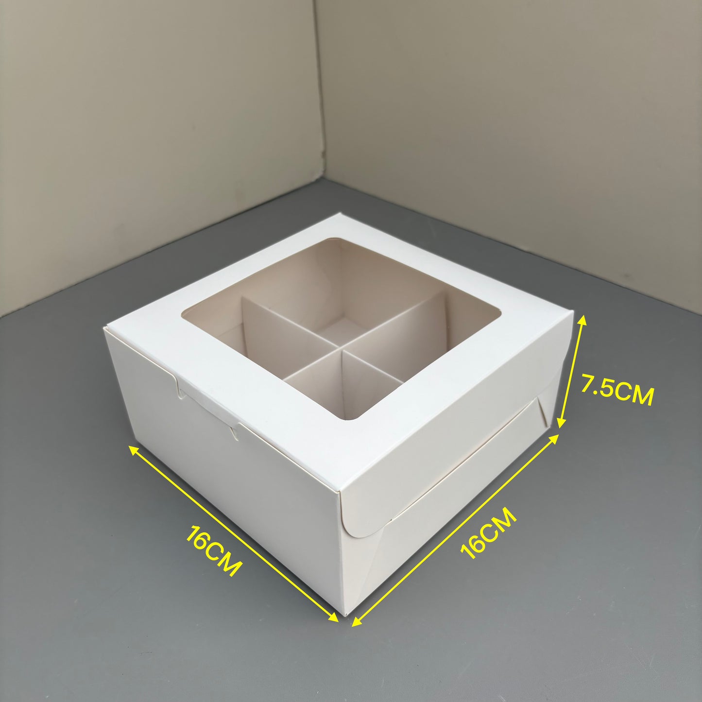 20PCS 4-compartments white dessert snack food paper box with window