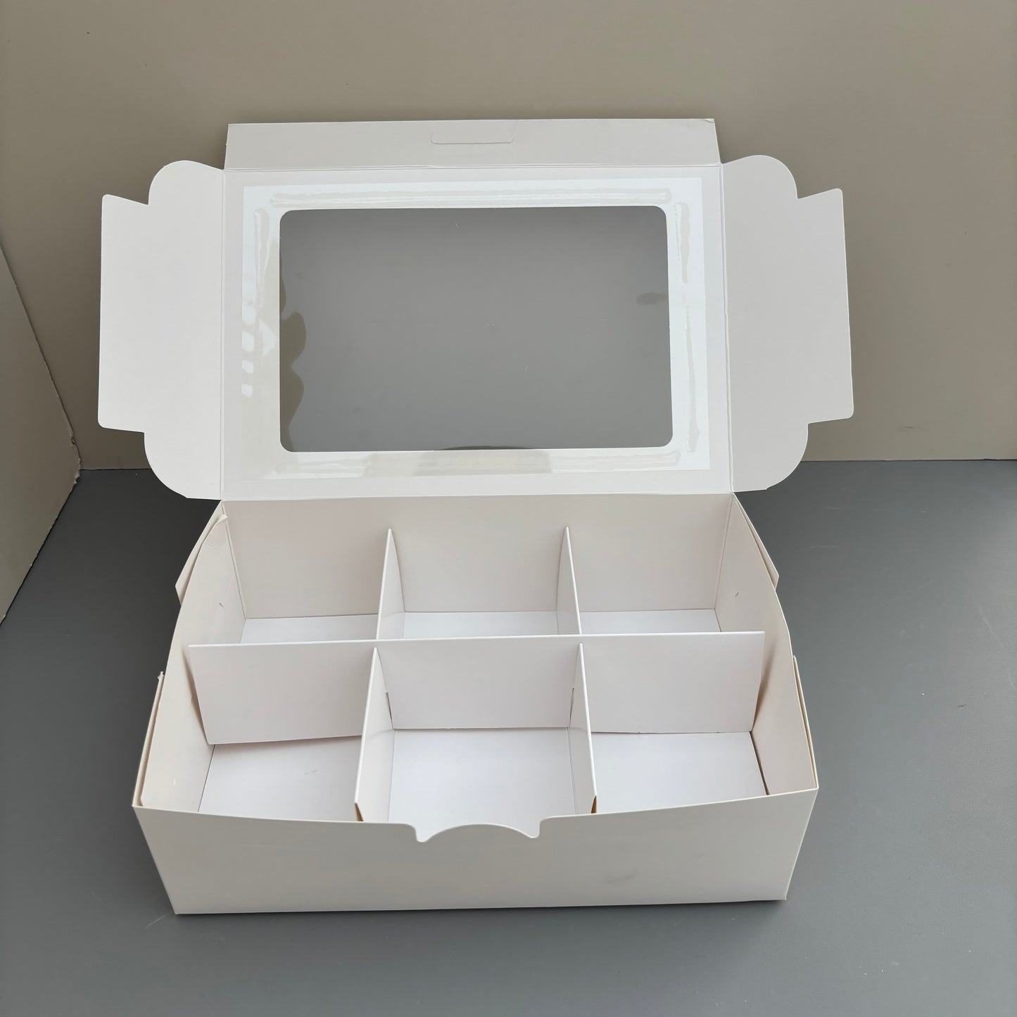 20PCS 6-compartments white mini cake dessert paper box with window