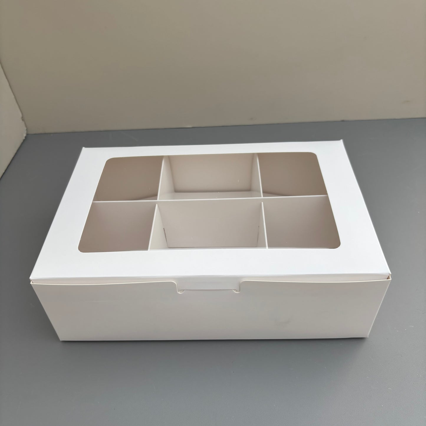 20PCS 6-compartments white mini cake dessert paper box with window