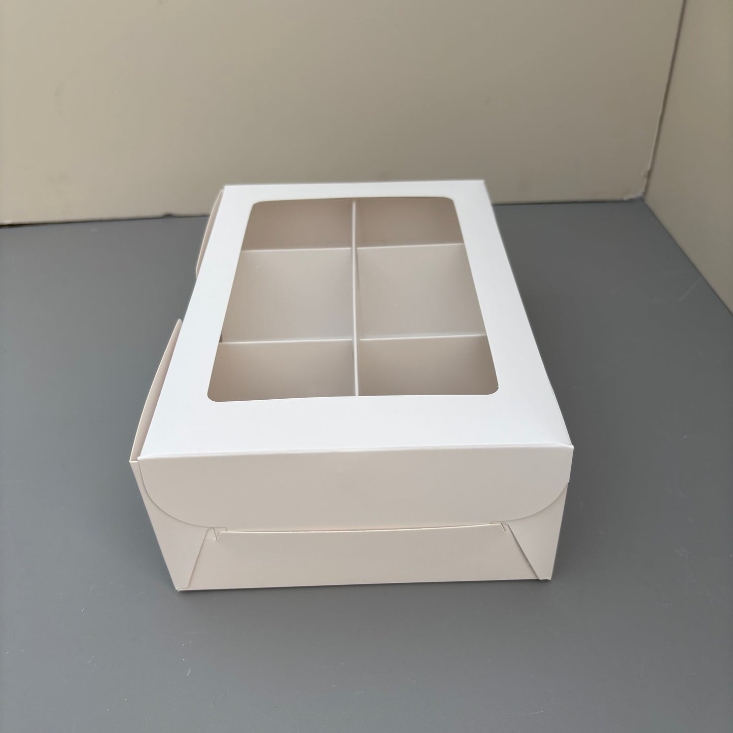 20PCS 6-compartments white mini cake dessert paper box with window