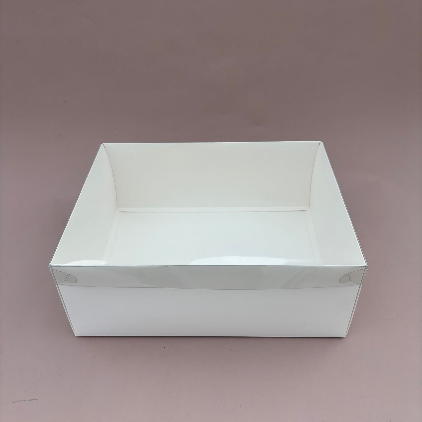 10PCS White Paper Base Pastry Box With Clear Lid