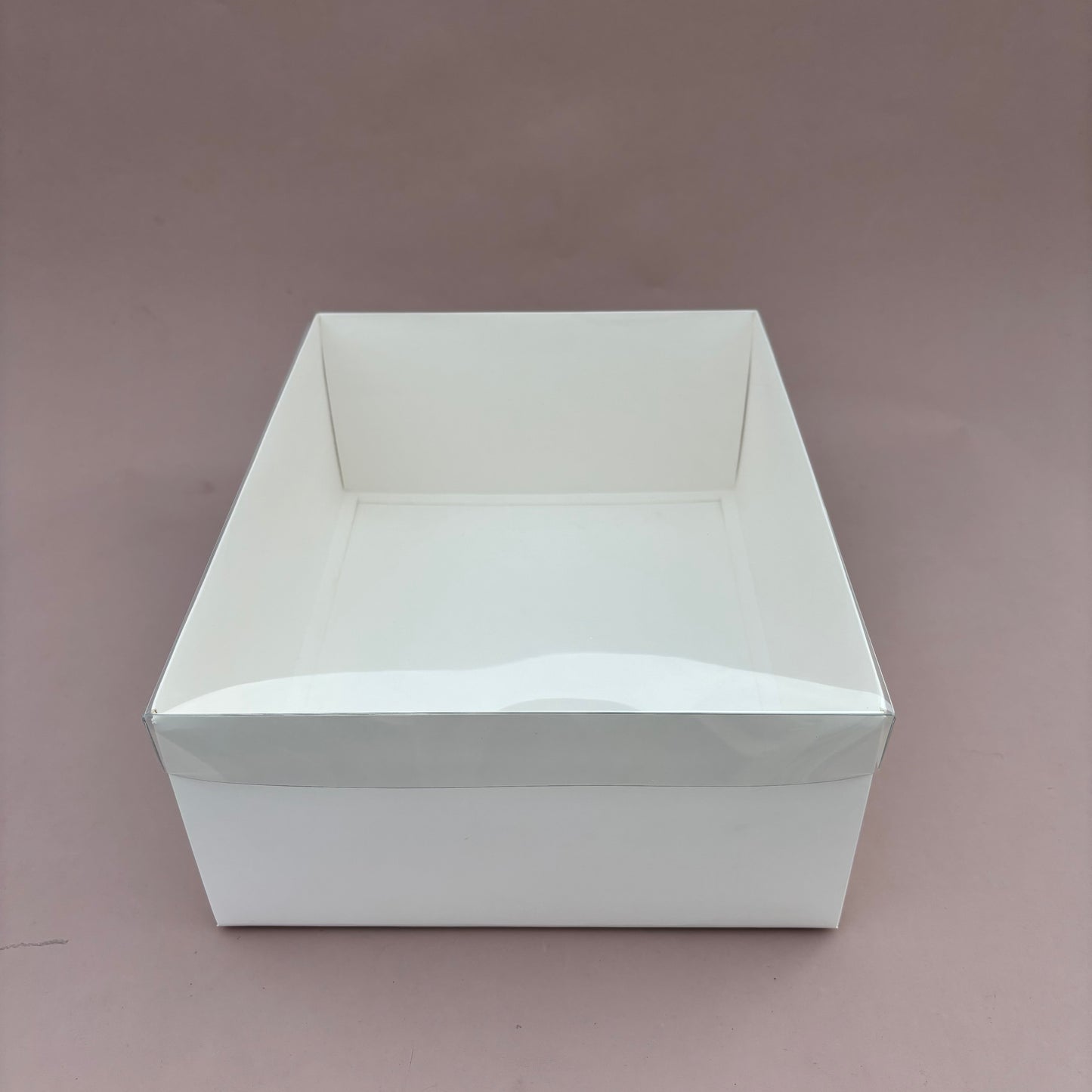 10PCS White Paper Base Pastry Box With Clear Lid