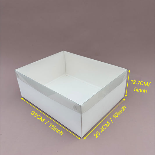 10PCS White Paper Base Pastry Box With Clear Lid