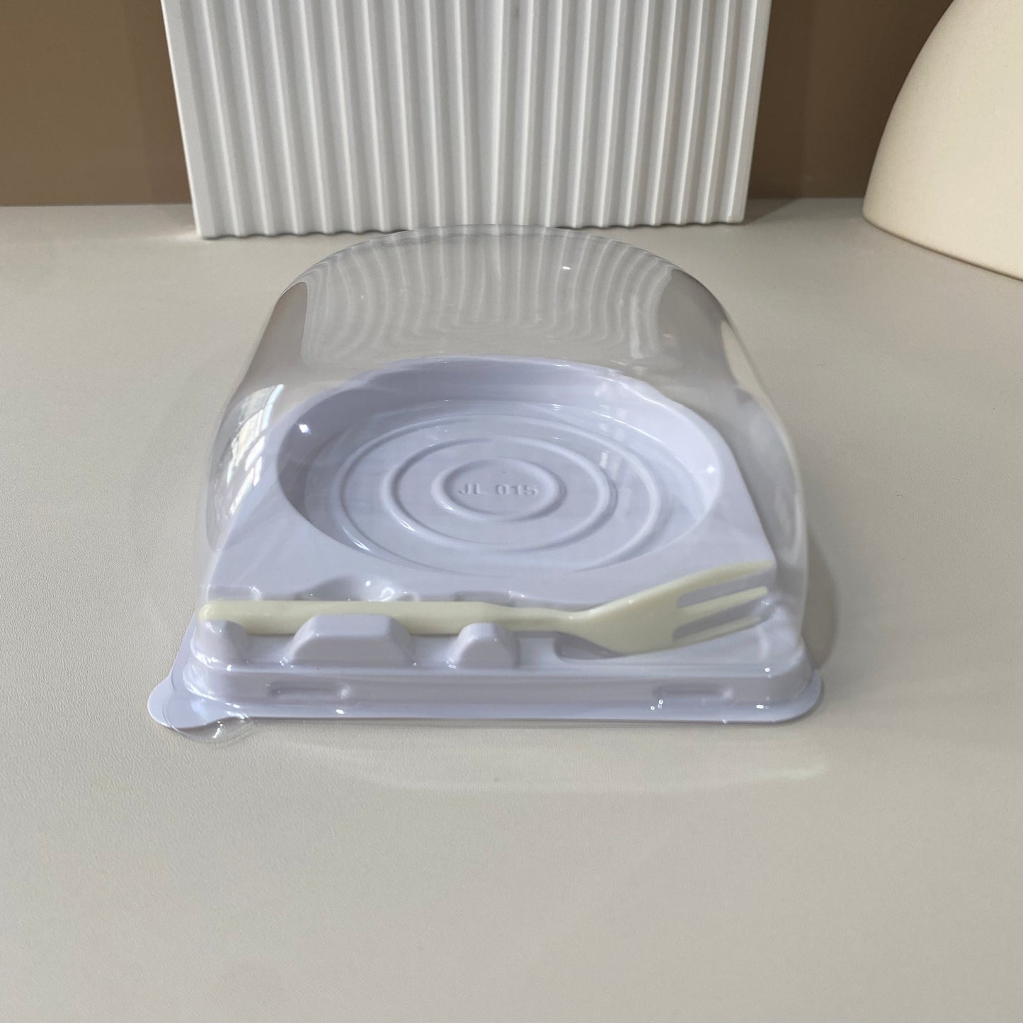 100 juegos de cúpulas de plástico para postres con tenedor