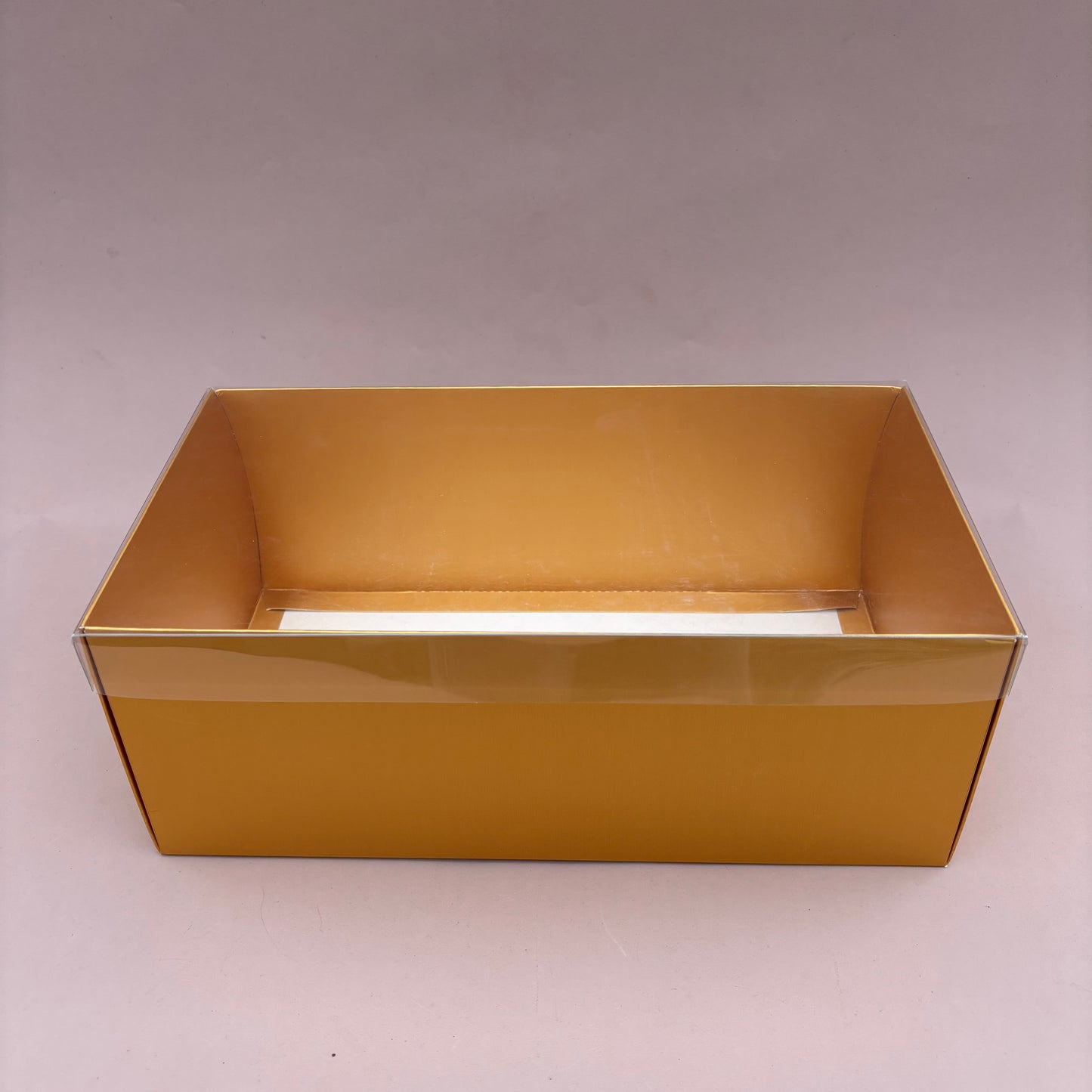 10PCS Rectangle Gold Paper Base Pastry Box With Clear Lid