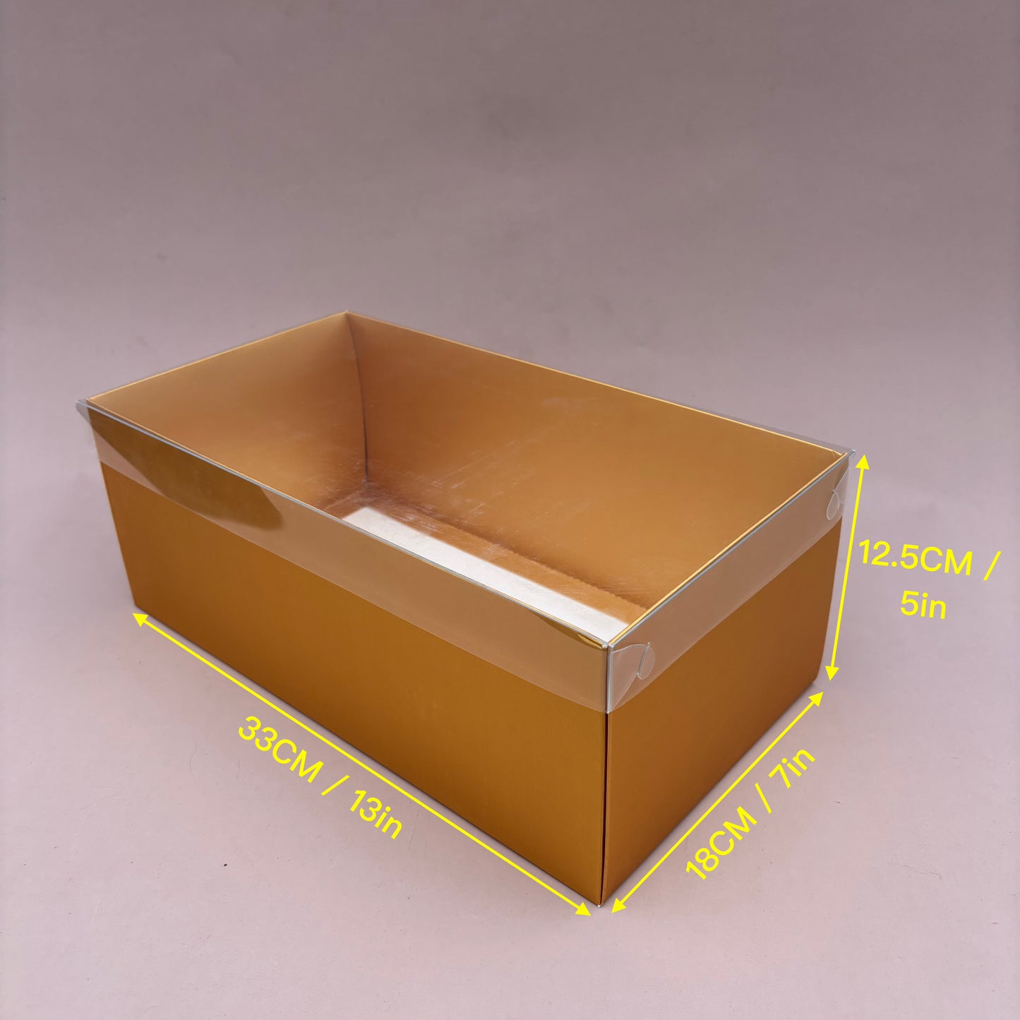 10PCS Rectangle Gold Paper Base Pastry Box With Clear Lid