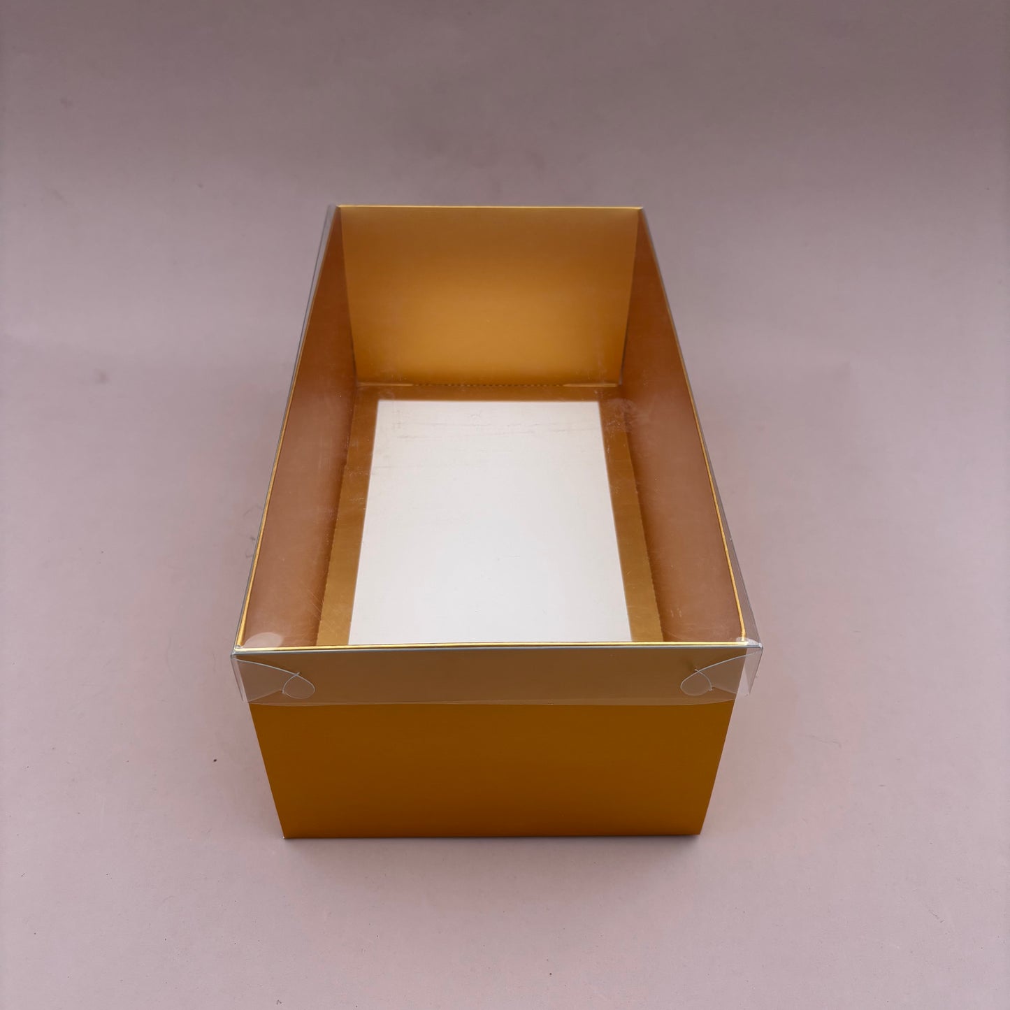 10PCS Rectangle Gold Paper Base Pastry Box With Clear Lid