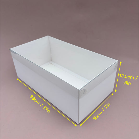 10PCS Rectangle White Paper Base Pastry Box With Clear Lid