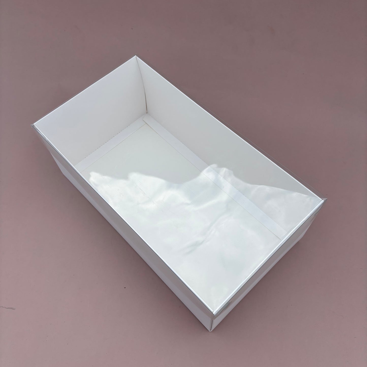10PCS Rectangle White Paper Base Pastry Box With Clear Lid