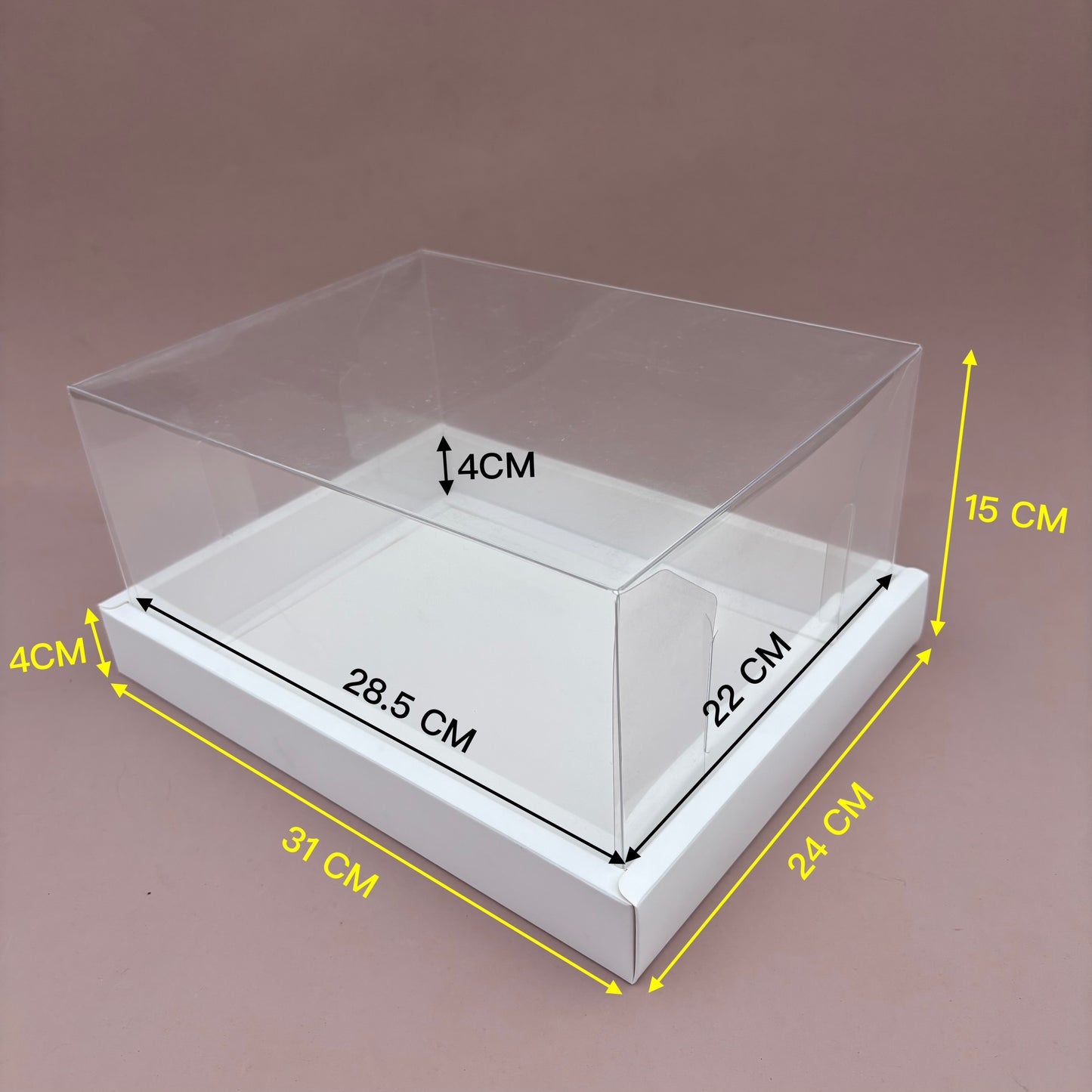 10PCS White Paper Base Clear Cover Box for Dessert Charcuterie Pastry - Big