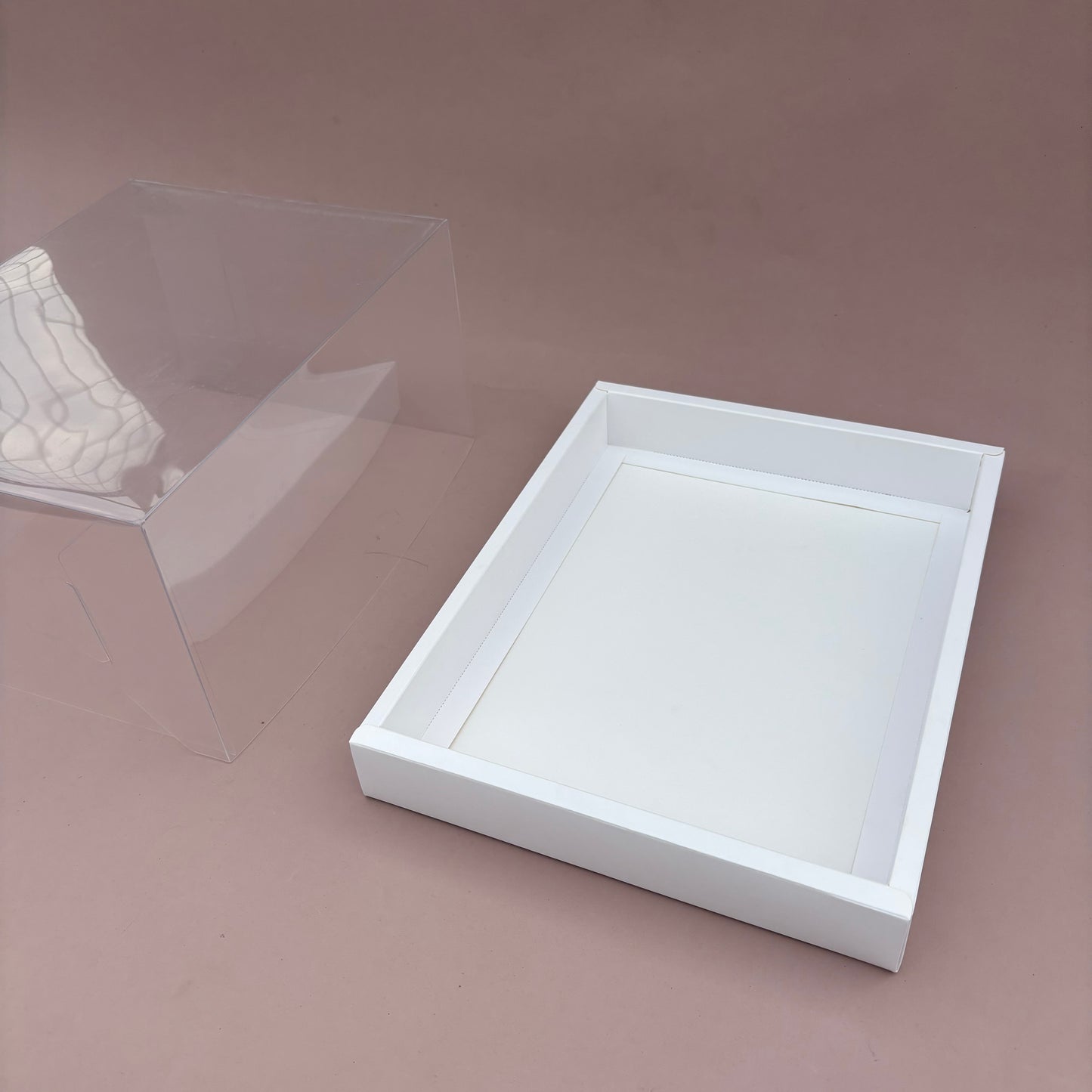 10PCS White Paper Base Clear Cover Box for Dessert Charcuterie Pastry - Big