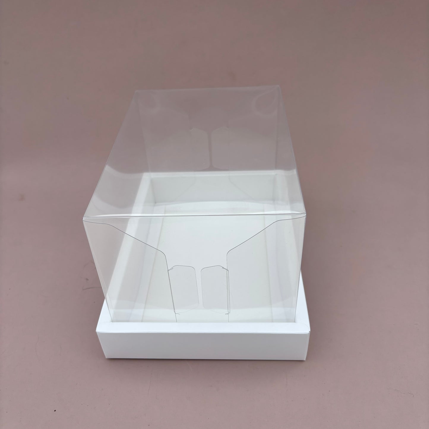10PCS White Paper Base Clear Cover Box for Dessert Sweet Pastry - Small