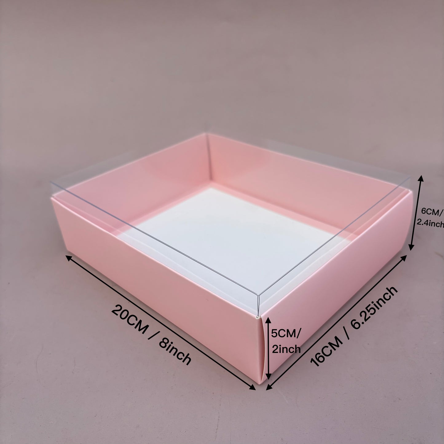 20PCS macaron & strawberries paper base box with clear lid