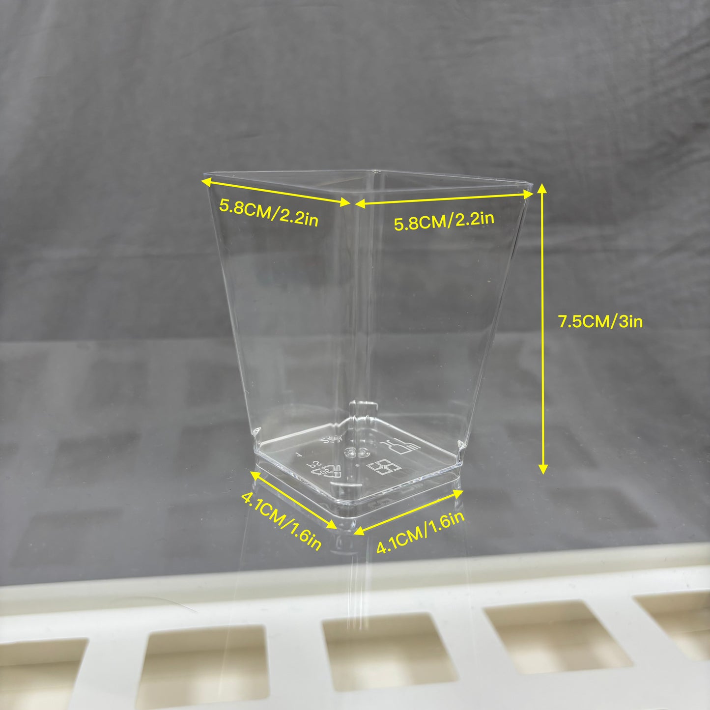 100PCS 5OZ Clear Acrylic Square Shooter Cup with Clear Spoon