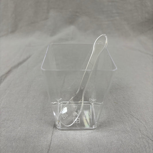 100PCS 5OZ Clear Acrylic Square Shooter Cup with Clear Spoon