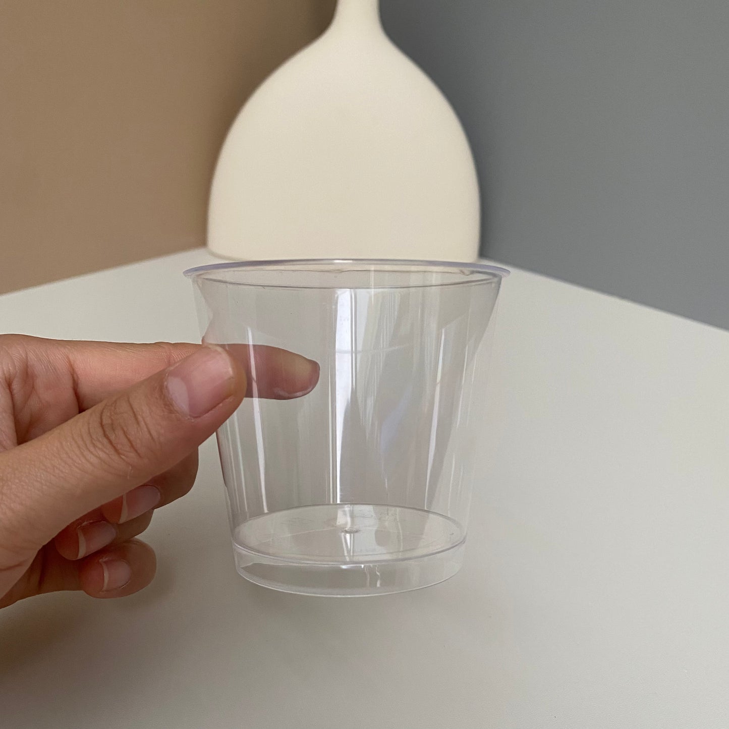 100PCS 200ML acrylic clear round cup with clear spoon